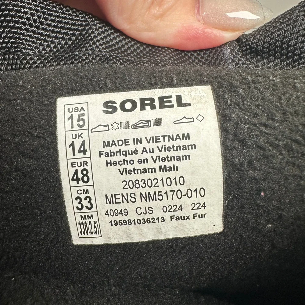 Sorel Boots Mens 15 Black Scout 87 XT WP Waterproof Insulated Snow Winter Hiking